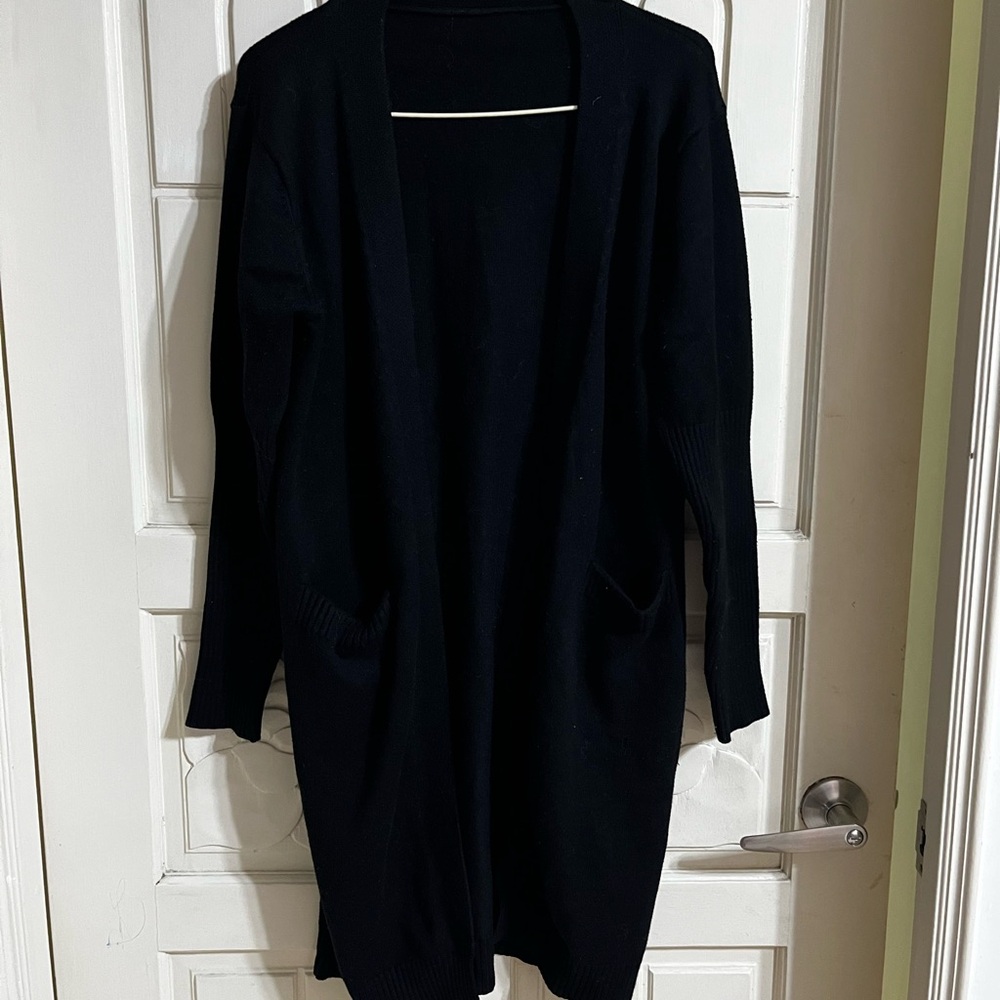 Women's Black Open Cardigan Sweater with pockets